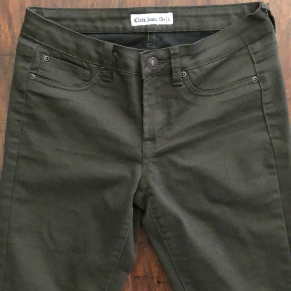 Skinny Jeans Jeggings Stretchy Olive Green Mid Ris - Picture 2 of 8